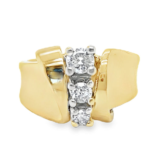 Vertical Three Stone Diamond Ring