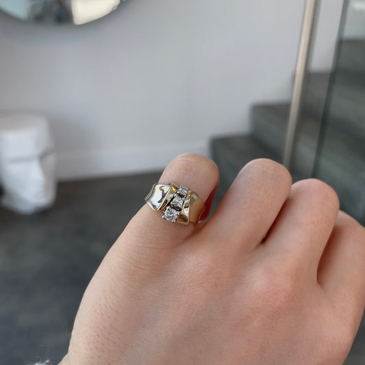 Vertical Three Stone Diamond Ring