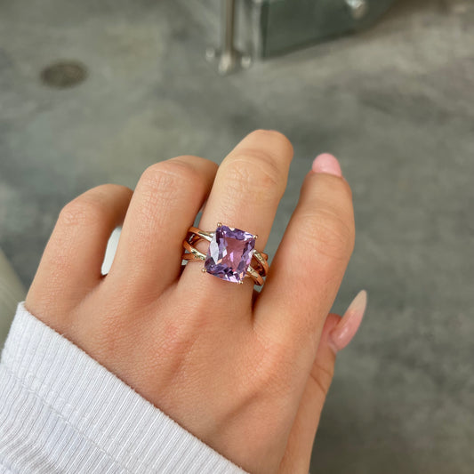 Cushion Cut Amethyst Ring