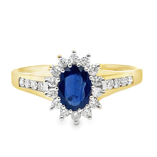 Diamond Halo Sapphire Ring