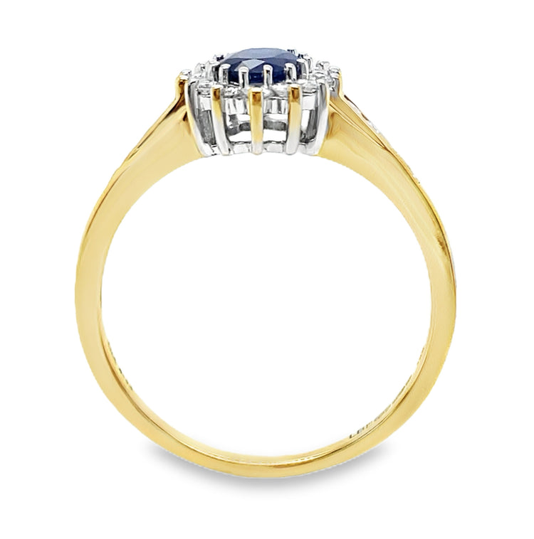 Diamond Halo Sapphire Ring