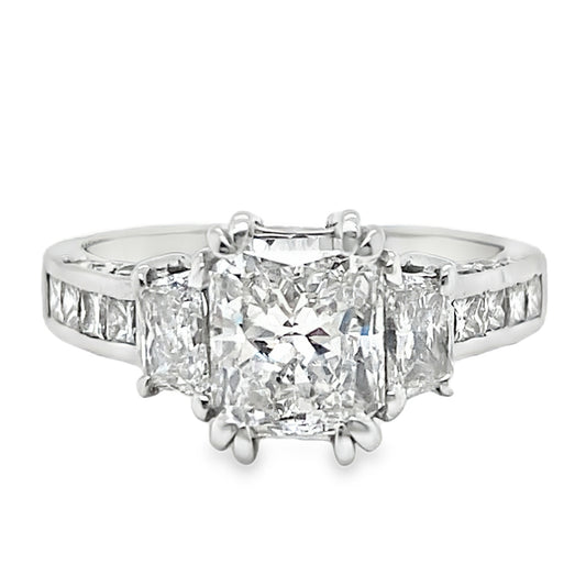 Radiant & Princess Cut Diamond Three Stone Ring
