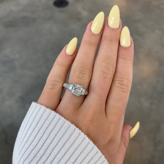 Radiant & Princess Cut Diamond Three Stone Ring