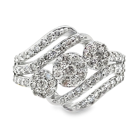 Multi Cluster Diamond Wave Ring