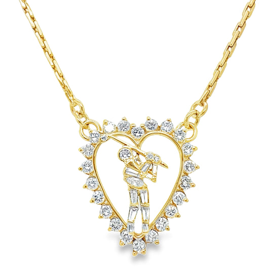 Diamond Golfer Heart Necklace