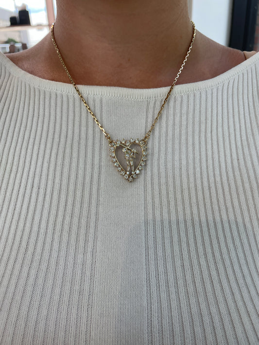 Diamond Golfer Heart Necklace