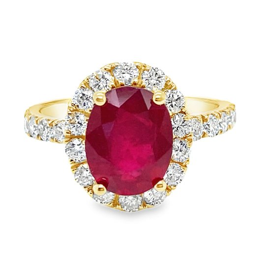 Ruby & Diamond Halo Ring