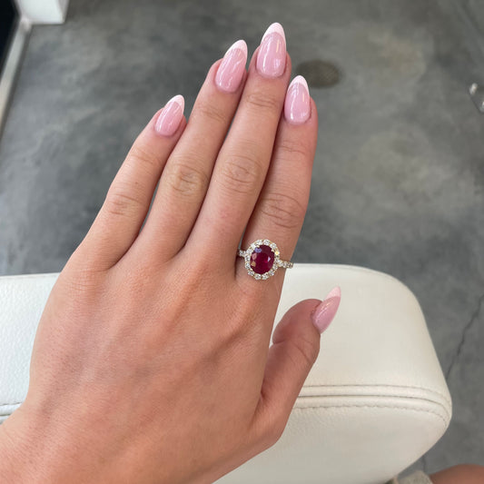 Ruby & Diamond Halo Ring