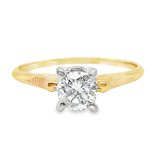 Diamond Solitaire Ring with Textured Band