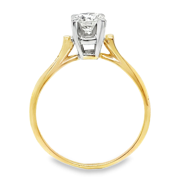 Diamond Solitaire Ring with Textured Band