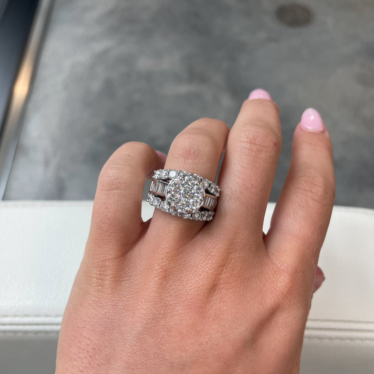 4.00TCW Wide Diamond Cluster Ring