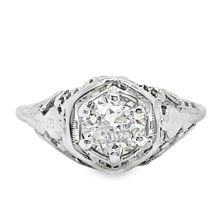 Vintage Style Filigree Diamond Ring