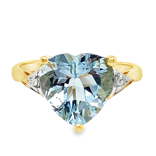 Heart Aquamarine & Diamond Ring
