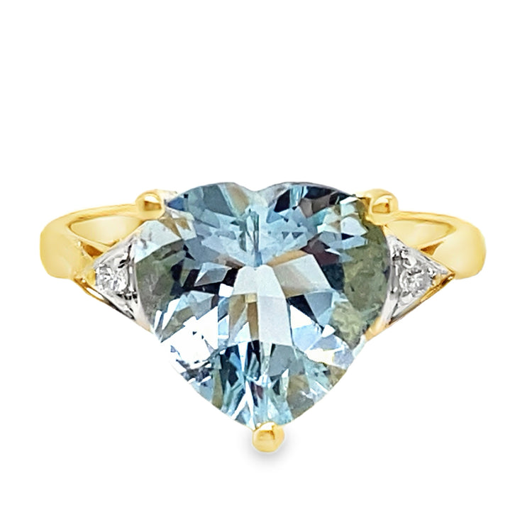 Heart Aquamarine & Diamond Ring