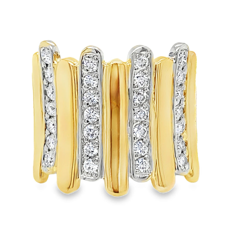 Vertical Bar Gold & Diamond Ring