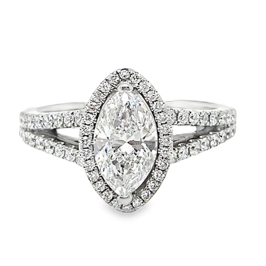 1.67TCW Marquise Halo Diamond Ring