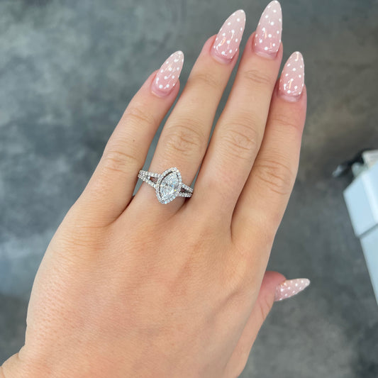 1.67TCW Marquise Halo Diamond Ring