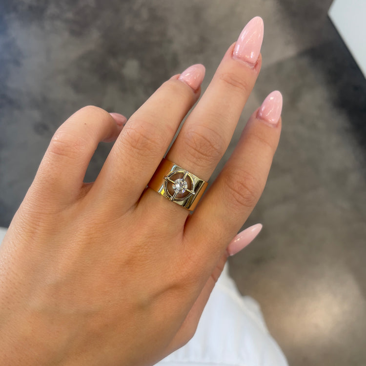 Wide Diamond Solitaire Ring