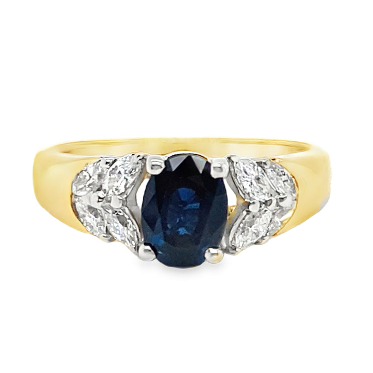 Oval Sapphire & Marquise Diamond Ring