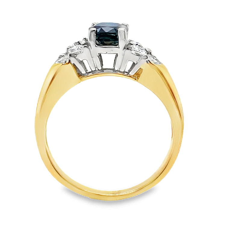 Oval Sapphire & Marquise Diamond Ring