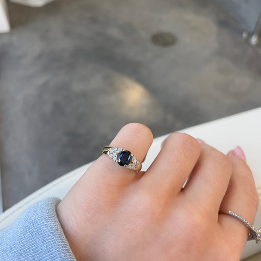 Oval Sapphire & Marquise Diamond Ring