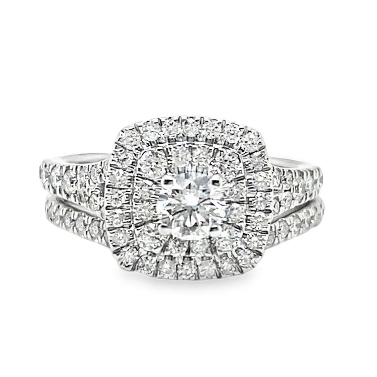 1.25TCW Halo Diamond Wedding Set
