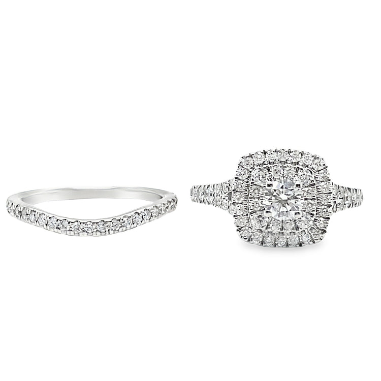 1.25TCW Halo Diamond Wedding Set