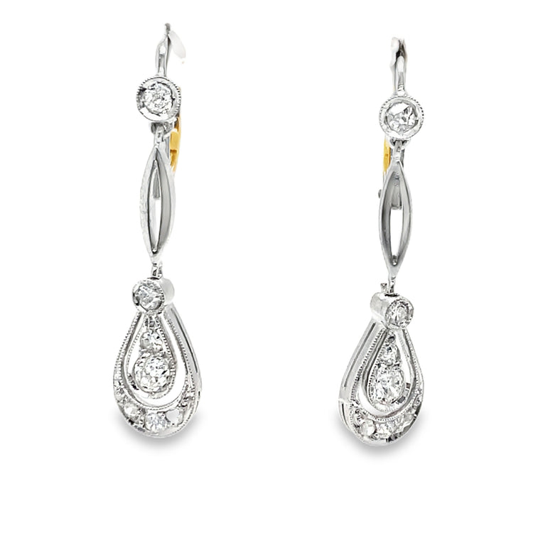 English Cut Diamond Drop Earrings