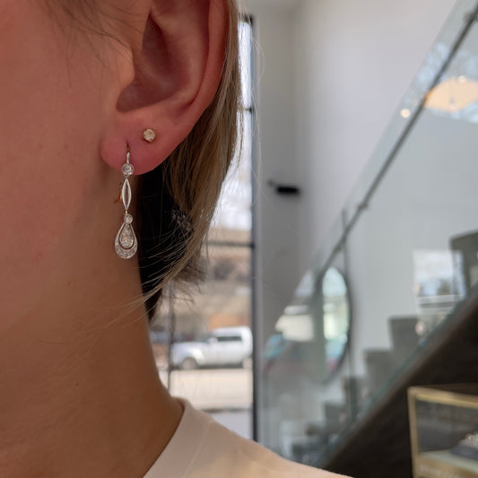 English Cut Diamond Drop Earrings