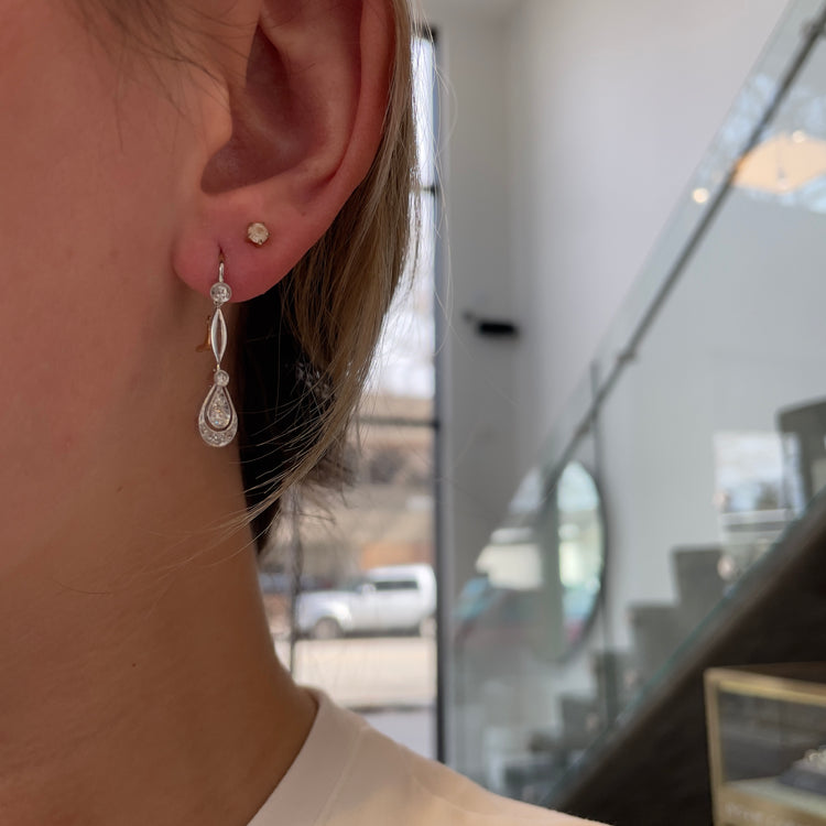 English Cut Diamond Drop Earrings