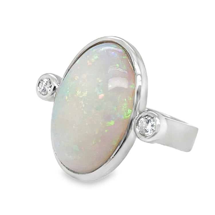 Oval Opal & Diamond Ring