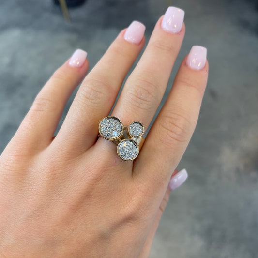 Square Shank Diamond Circles Ring