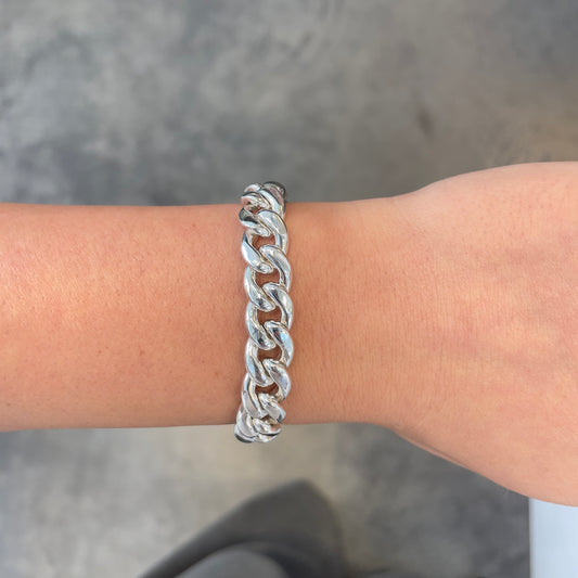 10.2mm Wide Sterling Silver Cuban Link Bracelet