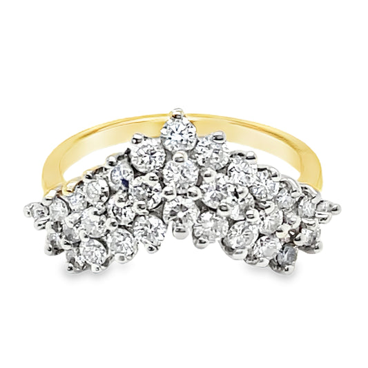 Triple Row Chevron Diamond Ring