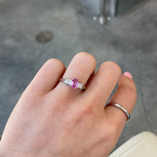 Pink Topaz & Diamond Ring