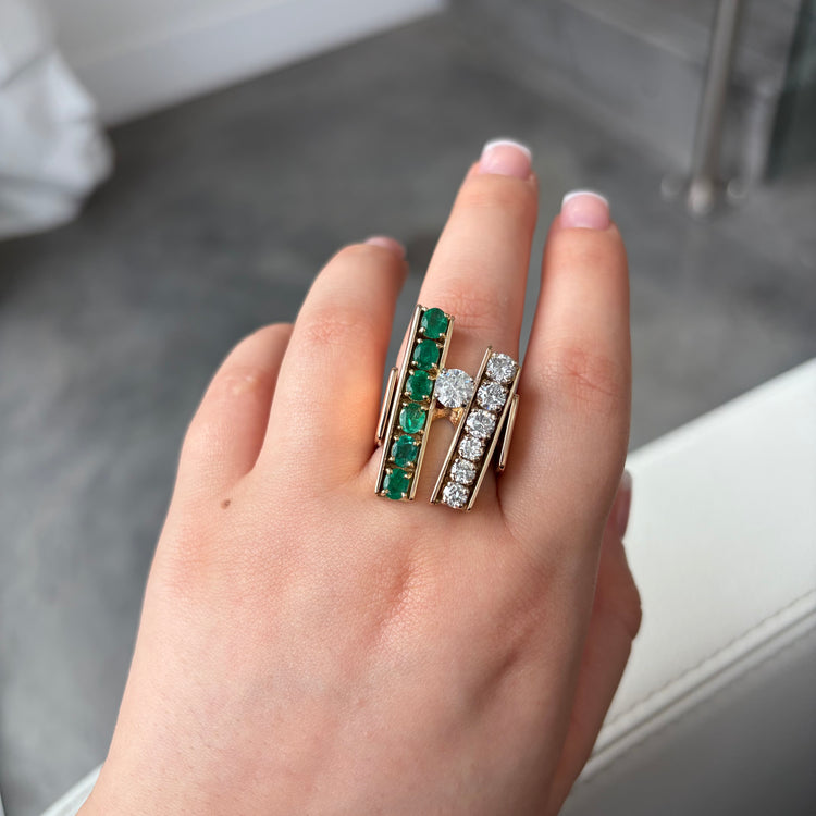 Custom Diamond & Emerald Ring