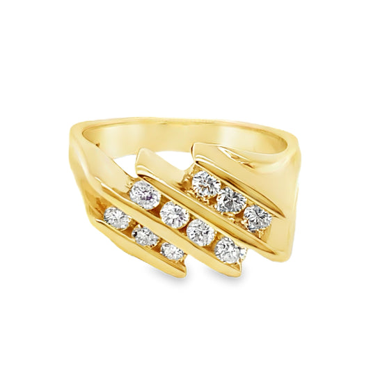 Channel Set Square Shank Diamond Ring