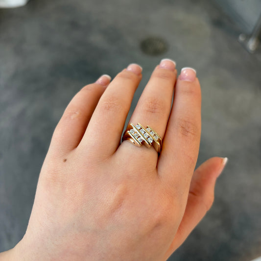 Channel Set Square Shank Diamond Ring