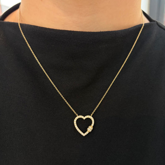 18 Inch Diamond Station Heart Necklace