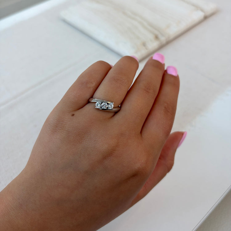 Three Stone Bypass Ring