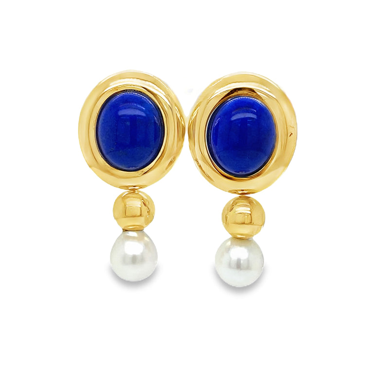 Lapis & Pearl Drop Earrings