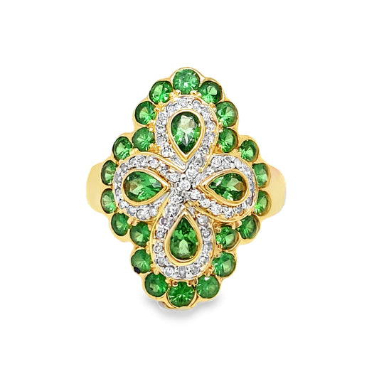 Tsavorite & Diamond Ring