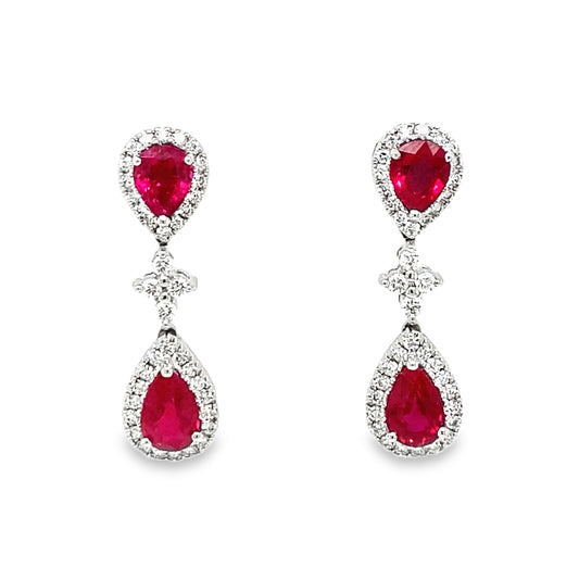 Ruby & Diamond Drop Earrings