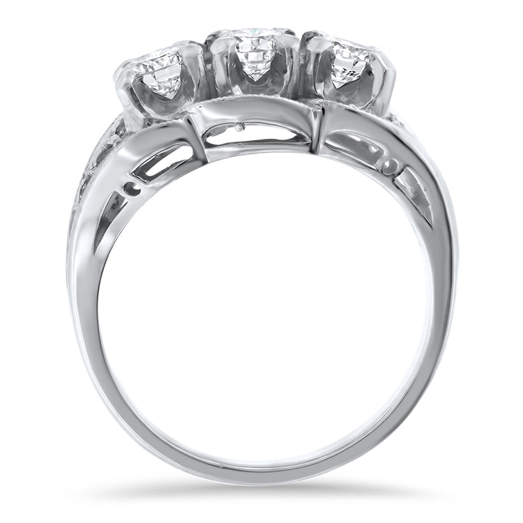 Three Stone Diamond Halo Ring