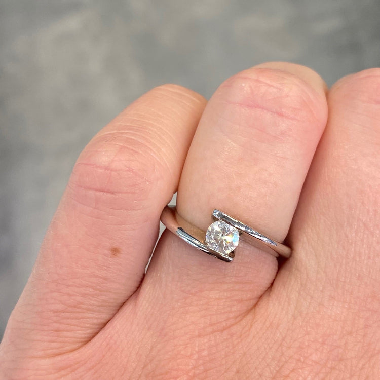 Diamond Solitaire Bypass Ring
