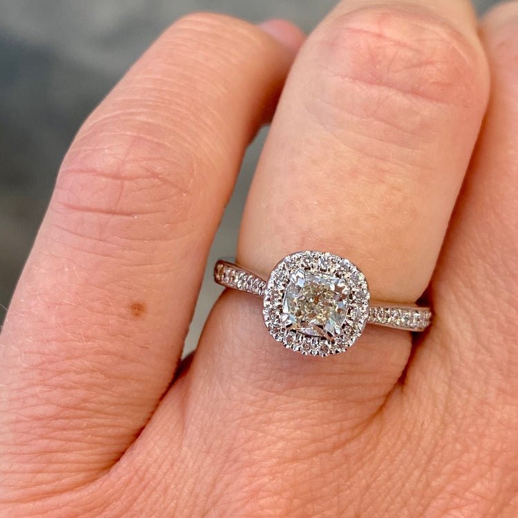 Cushion Cut Diamond Halo Ring