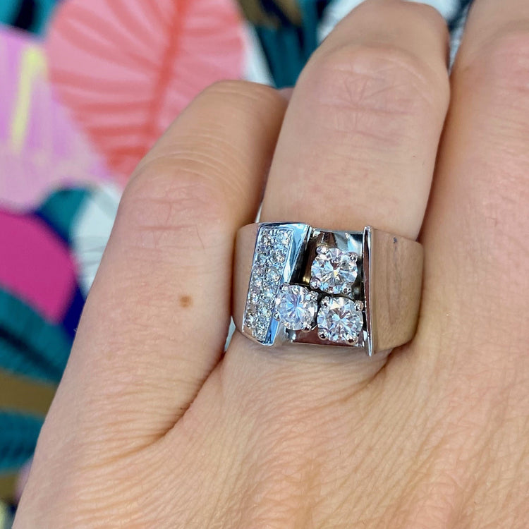 Wide Free Form Diamond Ring