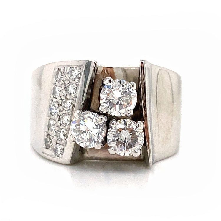 Wide Free Form Diamond Ring
