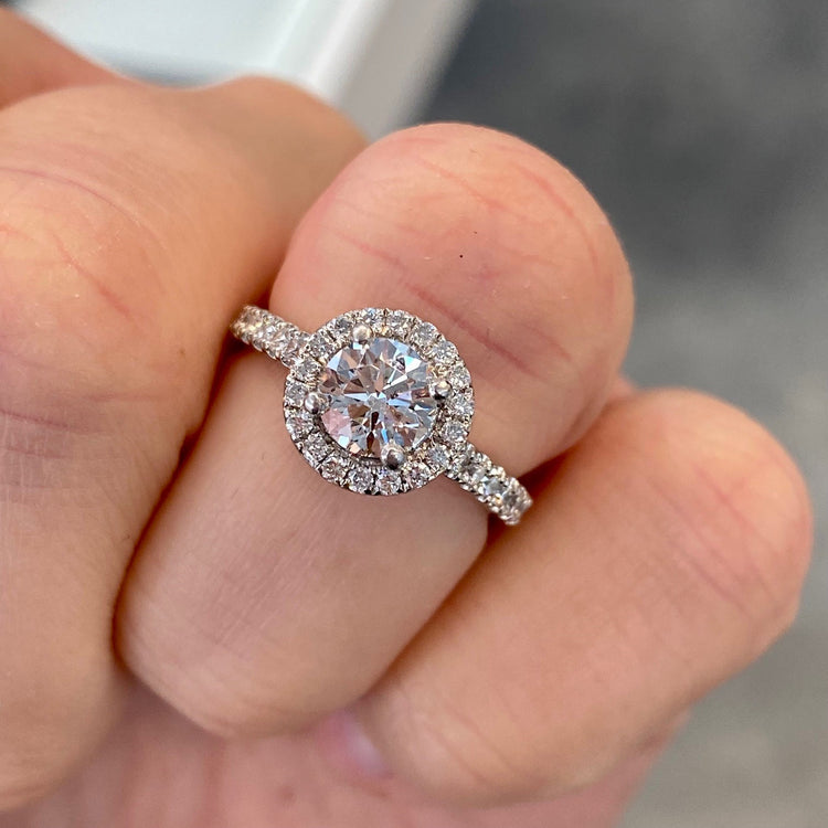 Platinum Halo Diamond Ring by Noam Carver