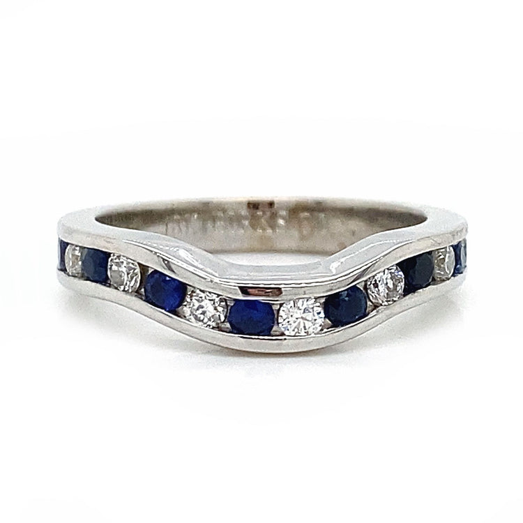 Sapphire & Diamond Curved Band by Birks